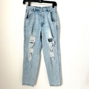 Vanilla Star Barrel Fit Jeans Women’s 27 Blue Distressed High Rise Ripped Pants